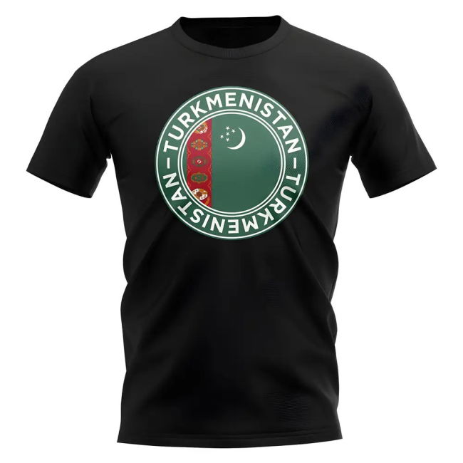 Turkmenistan Football Badge T-Shirt (Black)