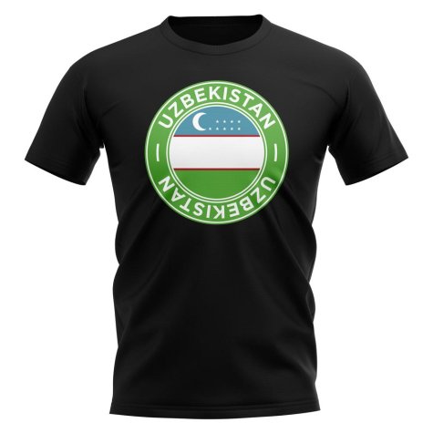 Uzbekistan Football Badge T-Shirt (Black)