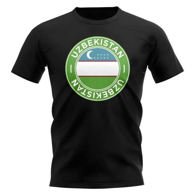Uzbekistan Football Badge T-Shirt (Black)