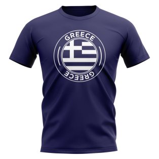 Greece Football Badge T-Shirt (Navy)