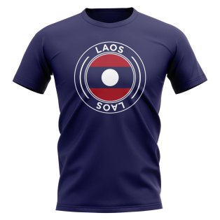 Laos Football Badge T-Shirt (Navy)