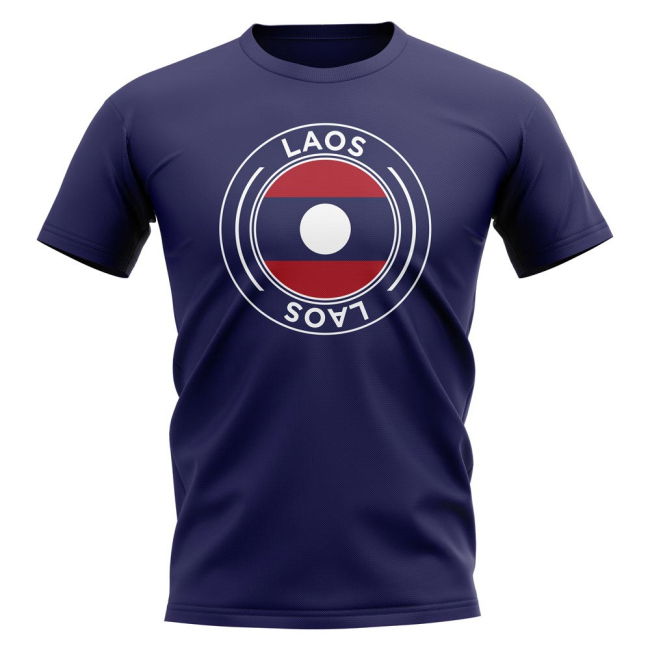 Laos Football Badge T-Shirt (Navy)