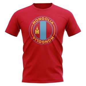 Mongolia Football Badge T-Shirt (Red)