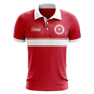 Isle Of Man Concept Stripe Polo Shirt (Red)