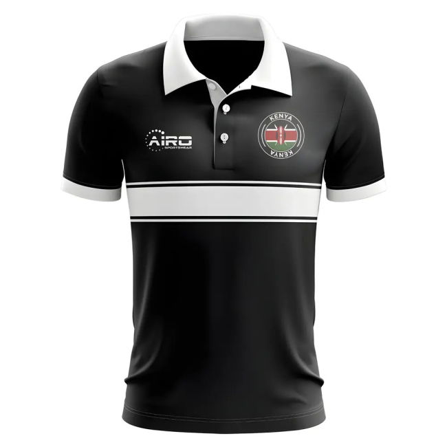 Kenya Concept Stripe Polo Shirt (Black) - Kids