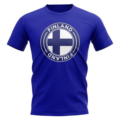 Finland Football Badge T-Shirt (Royal)