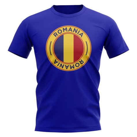 Romania Football Badge T-Shirt (Royal)