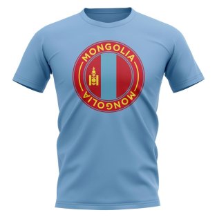 Mongolia Football Badge T-Shirt (Sky)