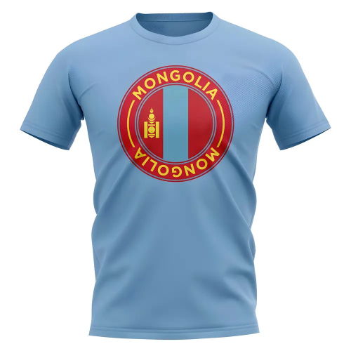 Mongolia Football Badge T-Shirt (Sky)