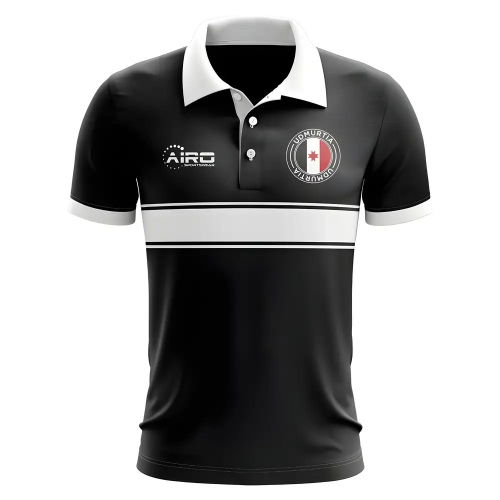 Udmurtia Concept Stripe Polo Shirt (Black)
