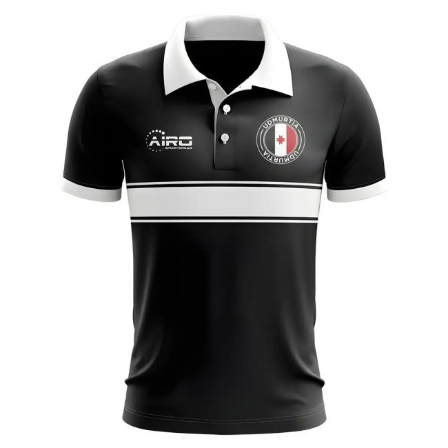 Udmurtia Concept Stripe Polo Shirt (Black)