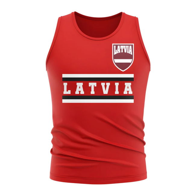 Latvia Core Football Country Sleeveless Tee (Red)