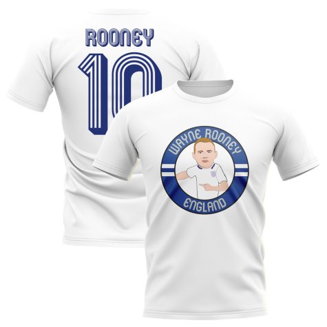 Wayne Rooney England Illustration T-Shirt (White)