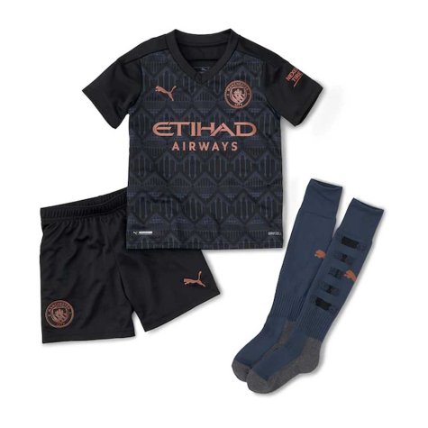2020-2021 Manchester City Away Little Boys Mini Kit