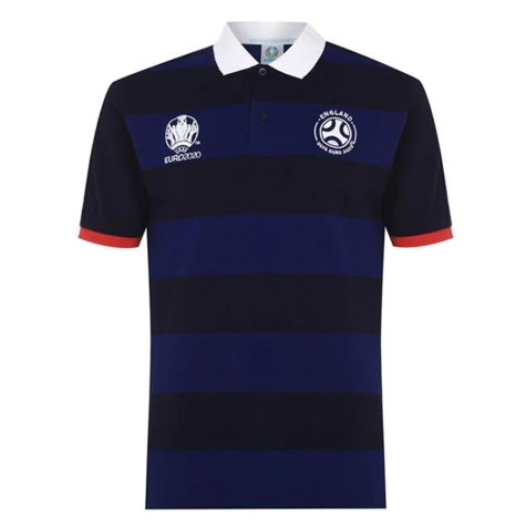 England 2021 Stripe Polo Shirt (Navy)