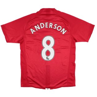 Manchester United 2007-09 Home Shirt (S) Anderson #8 (Very Good)