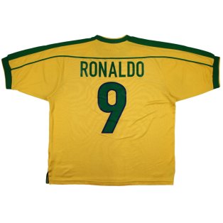 Brazil 1998-00 Home Shirt (L) Ronaldo #9 (Excellent)