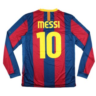 Barcelona 2010-11 Long Sleeve Home Shirt (M) Messi #10 (Fair)