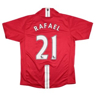 Manchester United 2007-09 Home Shirt (M) Rafael #21 (Very Good)
