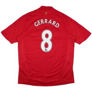 Liverpool 2008-10 Home Shirt (Gerrard #8) (2XL) (Good)