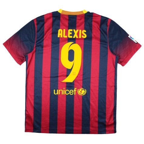 Barcelona 2013-14 Home Shirt (L) Alexis #9 (Good)
