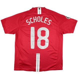 Manchester United 2007-09 Home Shirt (XXL) Scholes #18 (Very Good)
