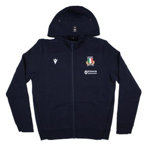 2026-2027 Italy Rugby Full Zip Travel Hoodie (Navy)