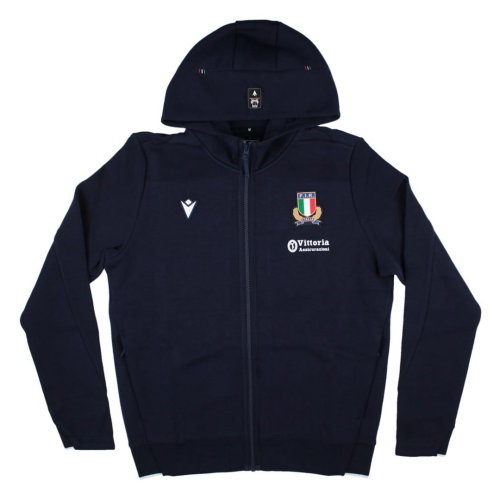2026-2027 Italy Rugby Full Zip Travel Hoodie (Navy)
