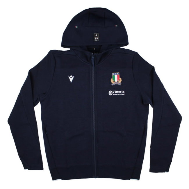 2026-2027 Italy Rugby Full Zip Travel Hoodie (Navy)