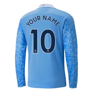 2020-2021 Manchester City Puma Home Long Sleeve Shirt (Kids) (Your Name)
