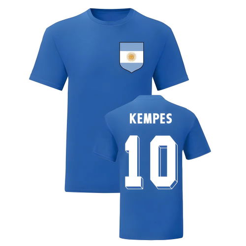 Mario Kempes Argentina National Hero Tee (Blue)