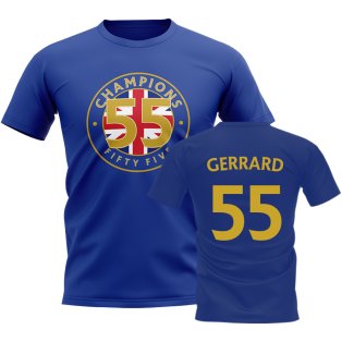Steven Gerrard 55 Times Champions T-Shirt (Blue)
