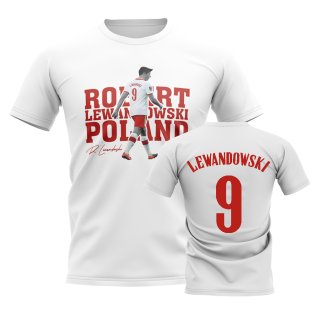 Robert Lewandowski Poland Player Tee (White)