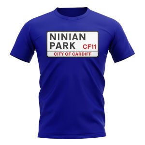 Cardiff Ninian Park Street Sign T-Shirt (Royal)
