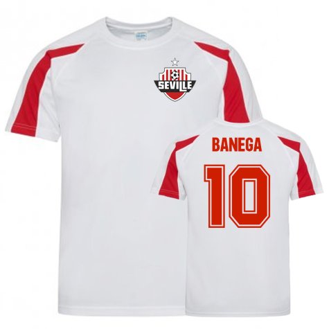 Ever Banega Sevilla Sports Training Jersey (White/Red)