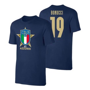Italy Euro 2020 T-Shirt (Bonucci 19) Dark Blue