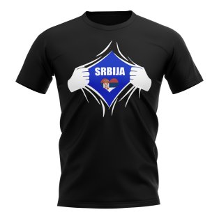 Serbia Chest Badge T-Shirt (Black)