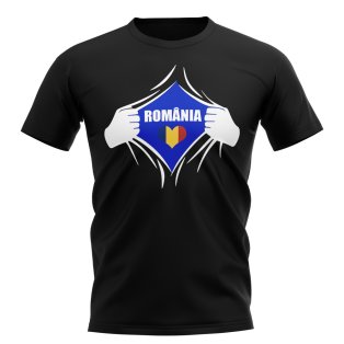 Romania Chest Badge T-Shirt (Black)