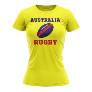 Australia Rugby Ball T-Shirt (Yellow) - Ladies