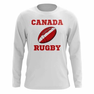 Canada Rugby Ball Long Sleeve Tee (White)