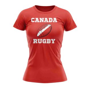 Canada Rugby Ball T-Shirt (Red) - Ladies
