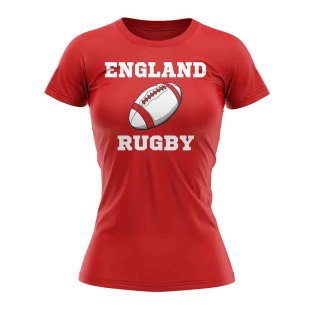 England Rugby Ball T-Shirt (Red) - Ladies