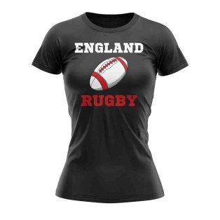 England Rugby Ball T-Shirt (Black) - Ladies
