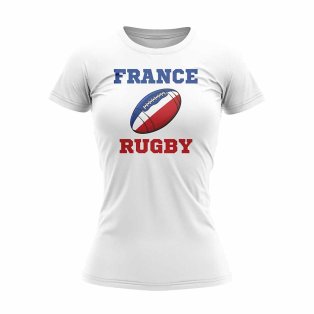 France Rugby Ball T-Shirt (White) - Ladies