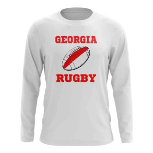 Georgia Rugby Ball Long Sleeve Tee (White)