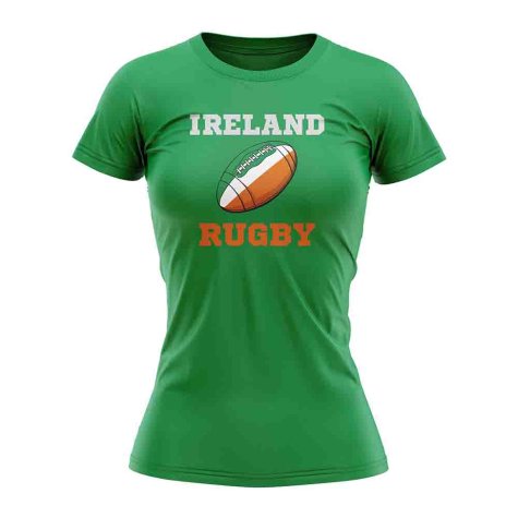 Ireland Rugby Ball T-Shirt (Green) - Ladies