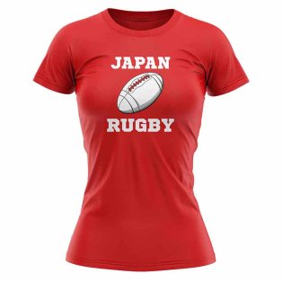Japan Rugby Ball T-Shirt (Red) - Ladies