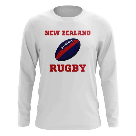 New Zealand Rugby Ball Long Sleeve Tee (White)