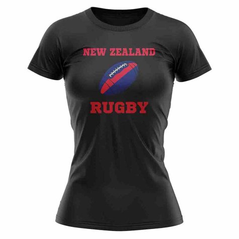 New Zealand Rugby Ball T-Shirt (Black) - Ladies