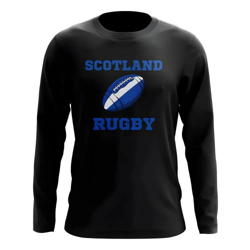 Scotland Rugby Ball Long Sleeve Tee (Black)